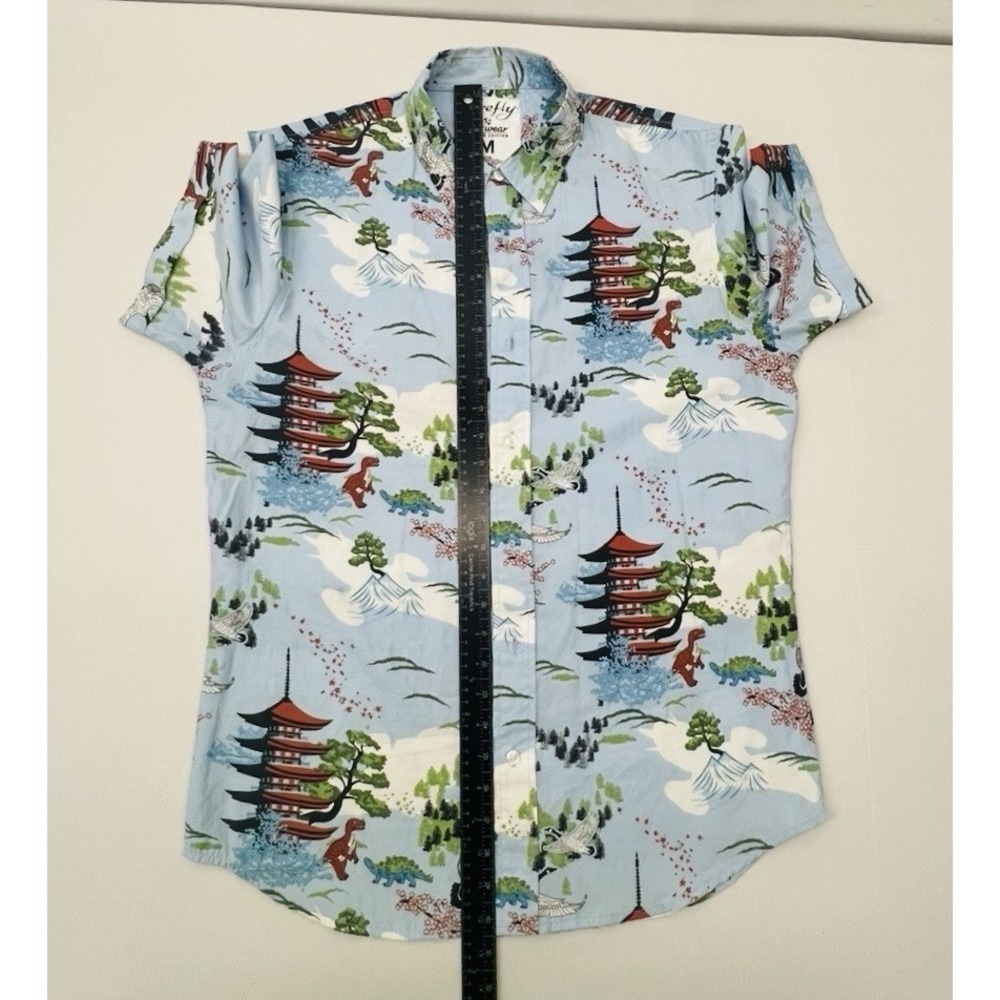 Firefly Lootwear Shirt Mens Medium Japanese Hawaiian Dinosaurs Pagoda Nature - Picture 5 of 11
